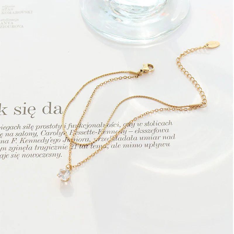 Elegant 18K Gold Plated S-Chain Bracelet adorned with Sparkling Cubic Zirconia