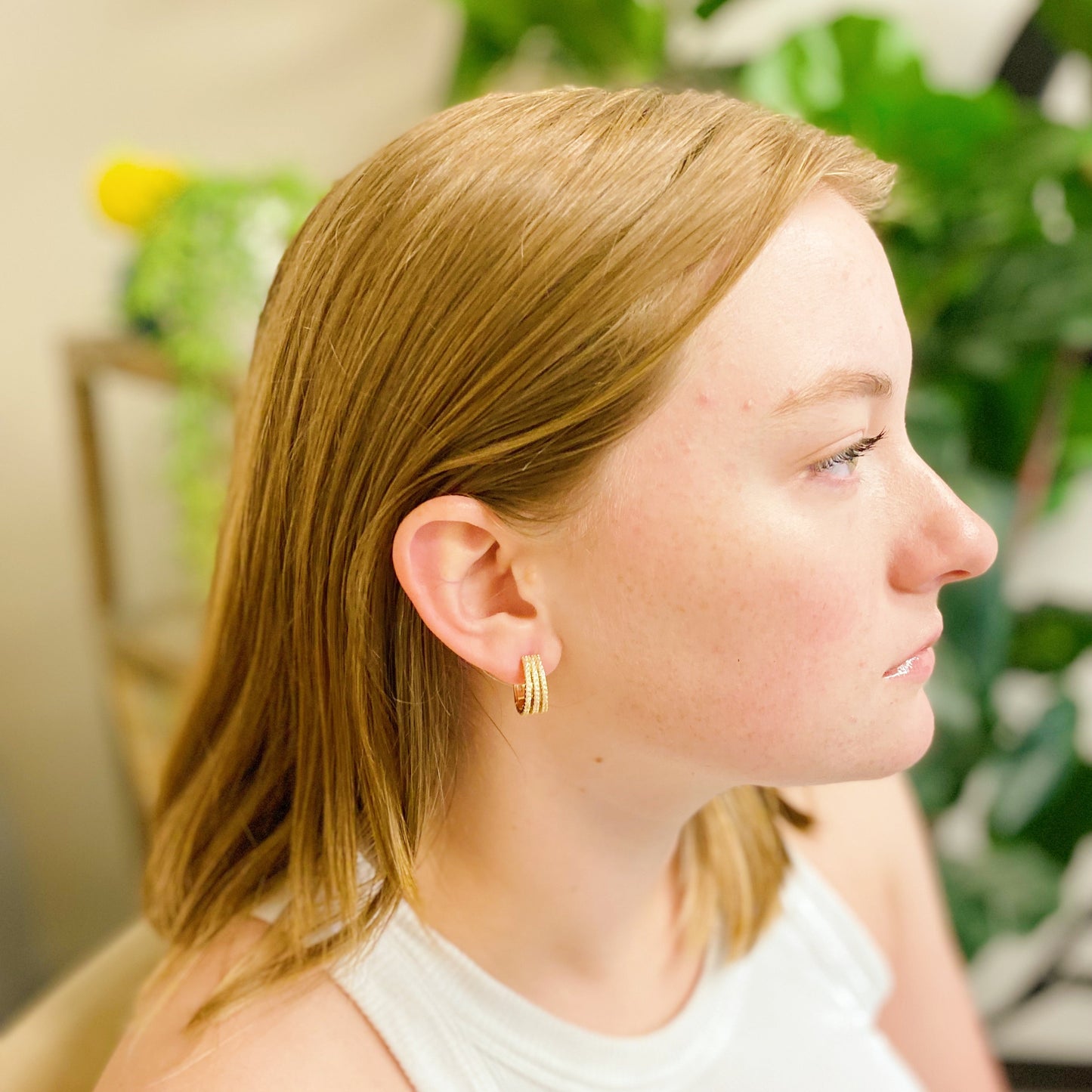 Stunning Triple Shine Huggie Earrings for Effortless Elegance