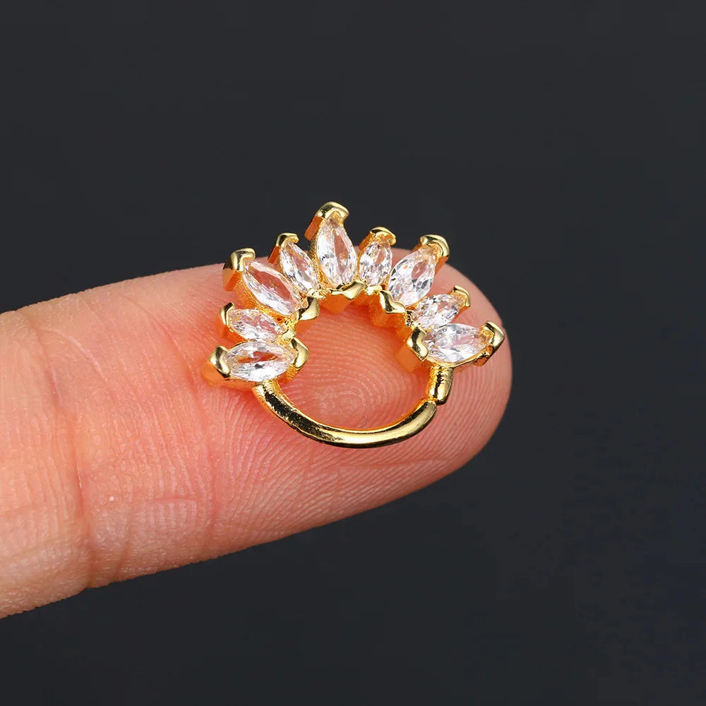 Elegant Stainless Steel Hoop Earrings with Sparkling Zirconia Crystals for Women - Perfect for All Piercings!