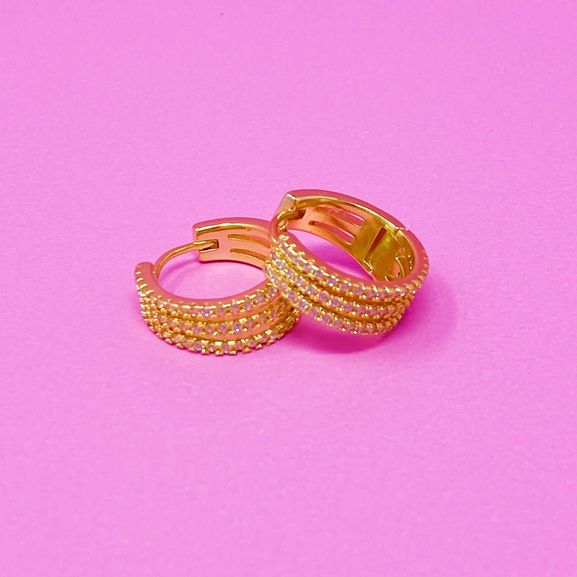 Stunning Triple Shine Huggie Earrings for Effortless Elegance