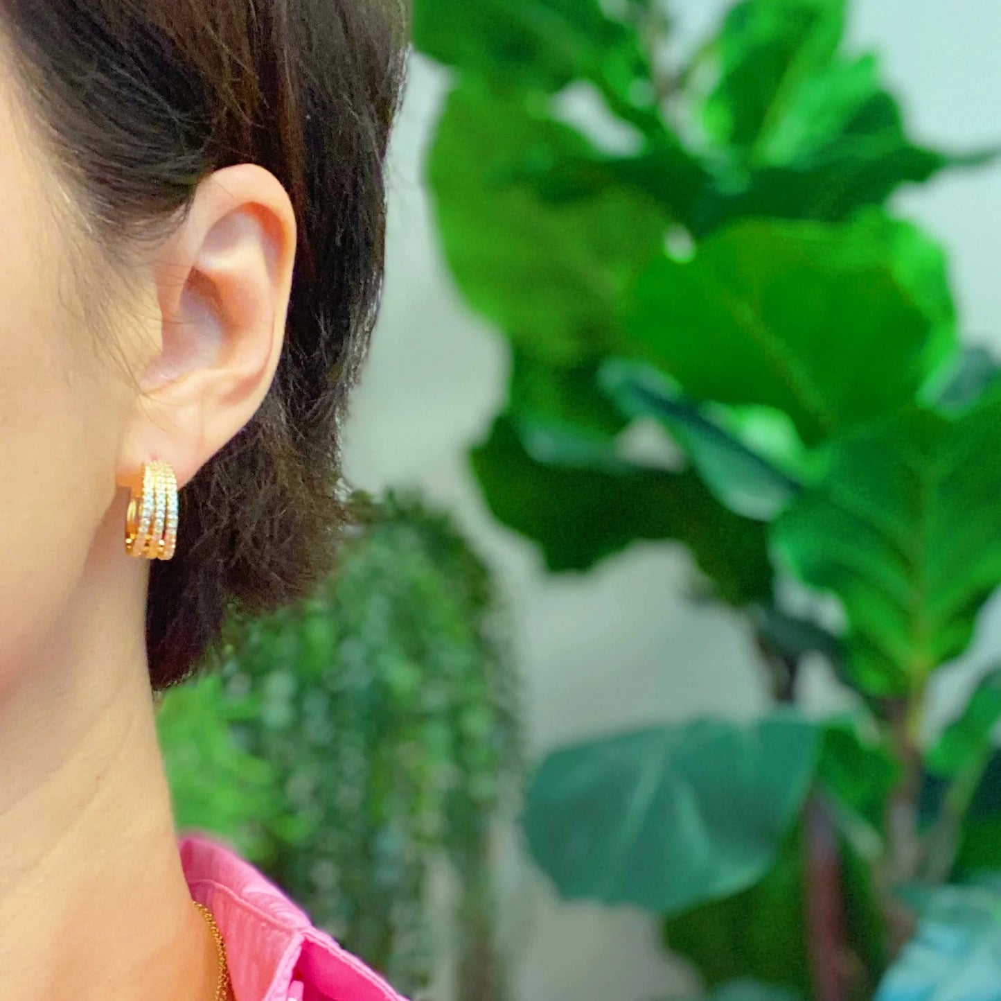 Stunning Triple Shine Huggie Earrings for Effortless Elegance