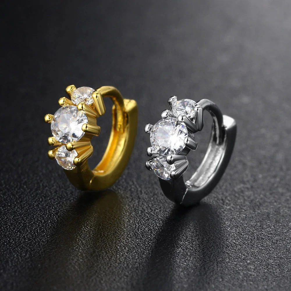 Elegant Stainless Steel Hoop Earrings with Sparkling Zirconia Crystals for Women - Perfect for All Piercings!