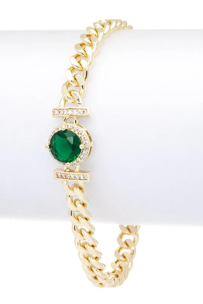 Stunning Emerald CZ Charm Bracelet - Elevate Your Style!