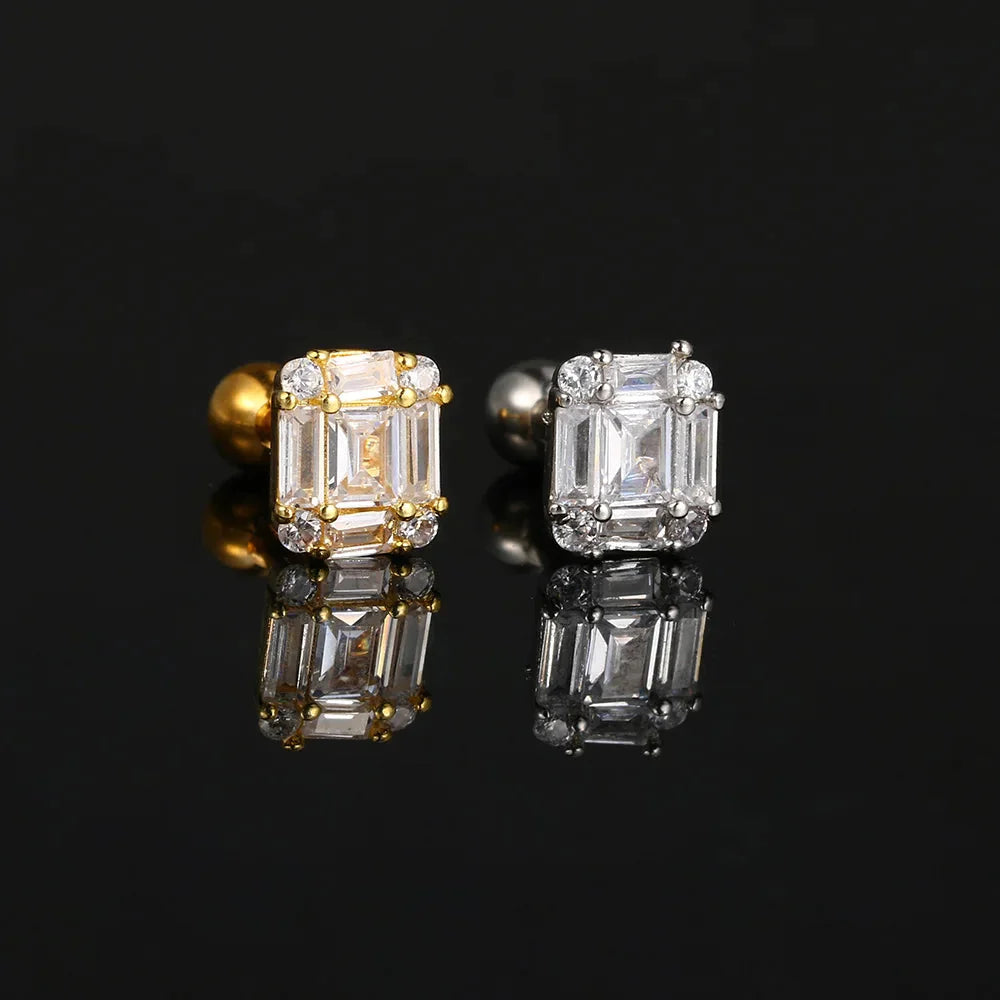 Elegant Stainless Steel Hoop Earrings with Sparkling Zirconia Crystals for Women - Perfect for All Piercings!