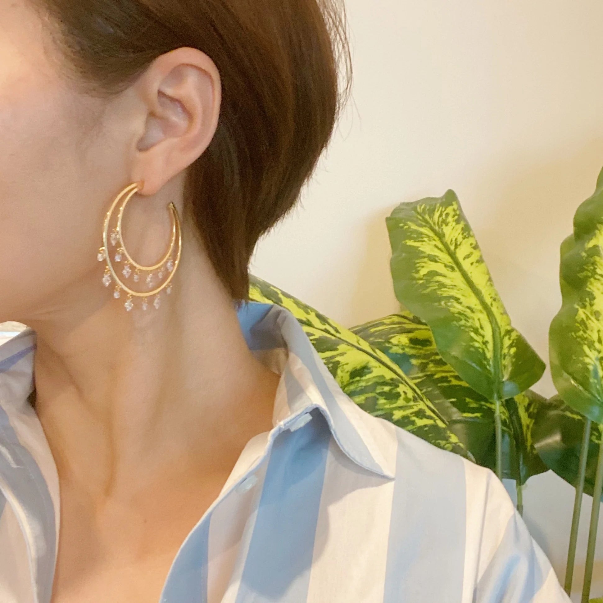 Stunning Doubled Hoop Crystal Dangle Earrings - Elevate Your Style with Elegance