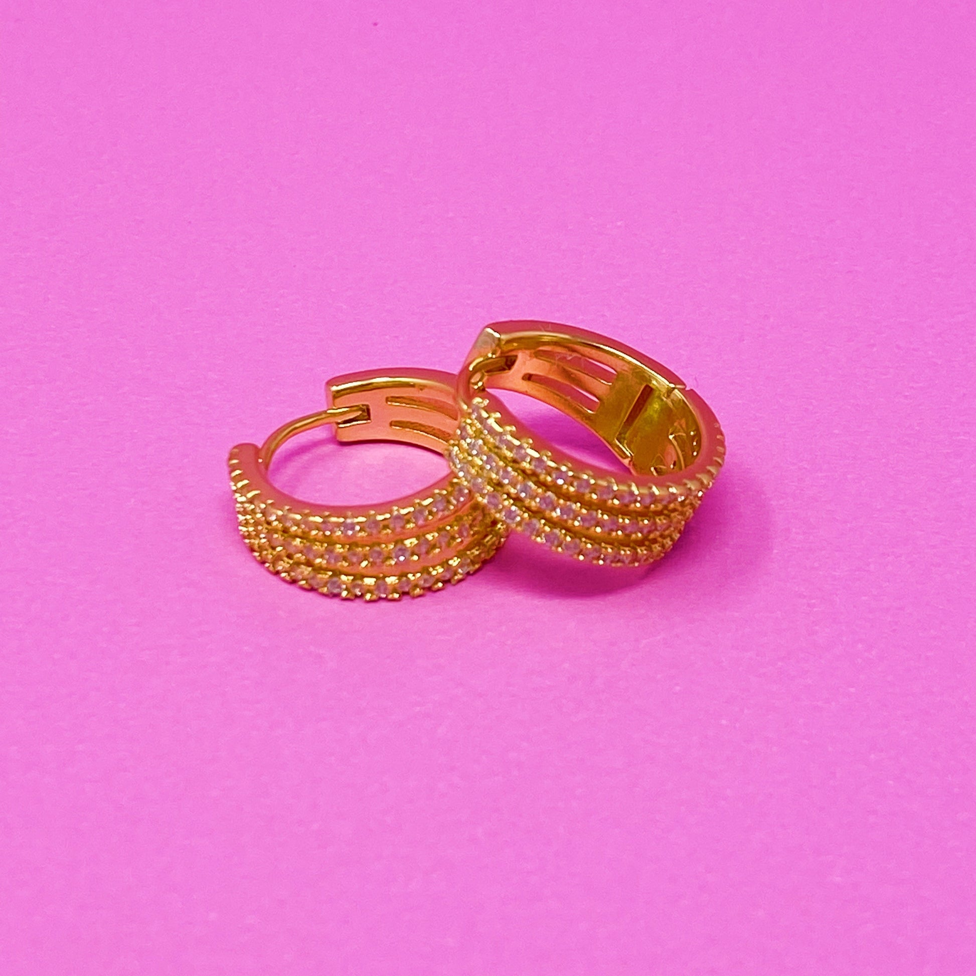 Stunning Triple Shine Huggie Earrings for Effortless Elegance