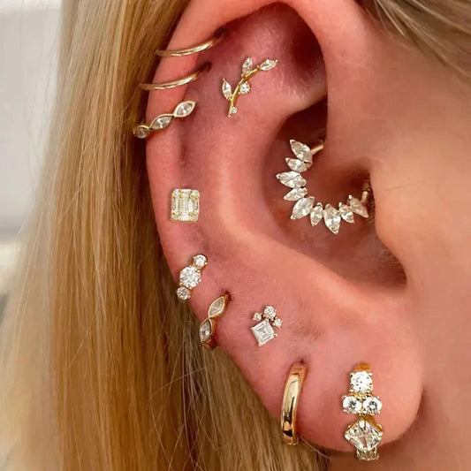 Elegant Stainless Steel Hoop Earrings with Sparkling Zirconia Crystals for Women - Perfect for All Piercings!