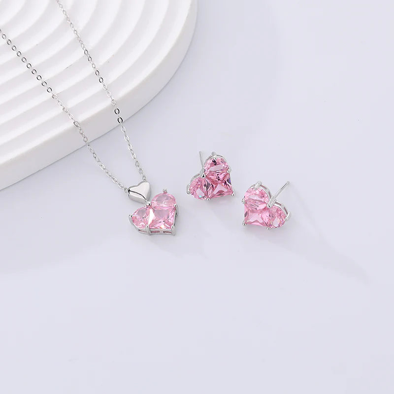 White Gold Rose-Heart Earrings