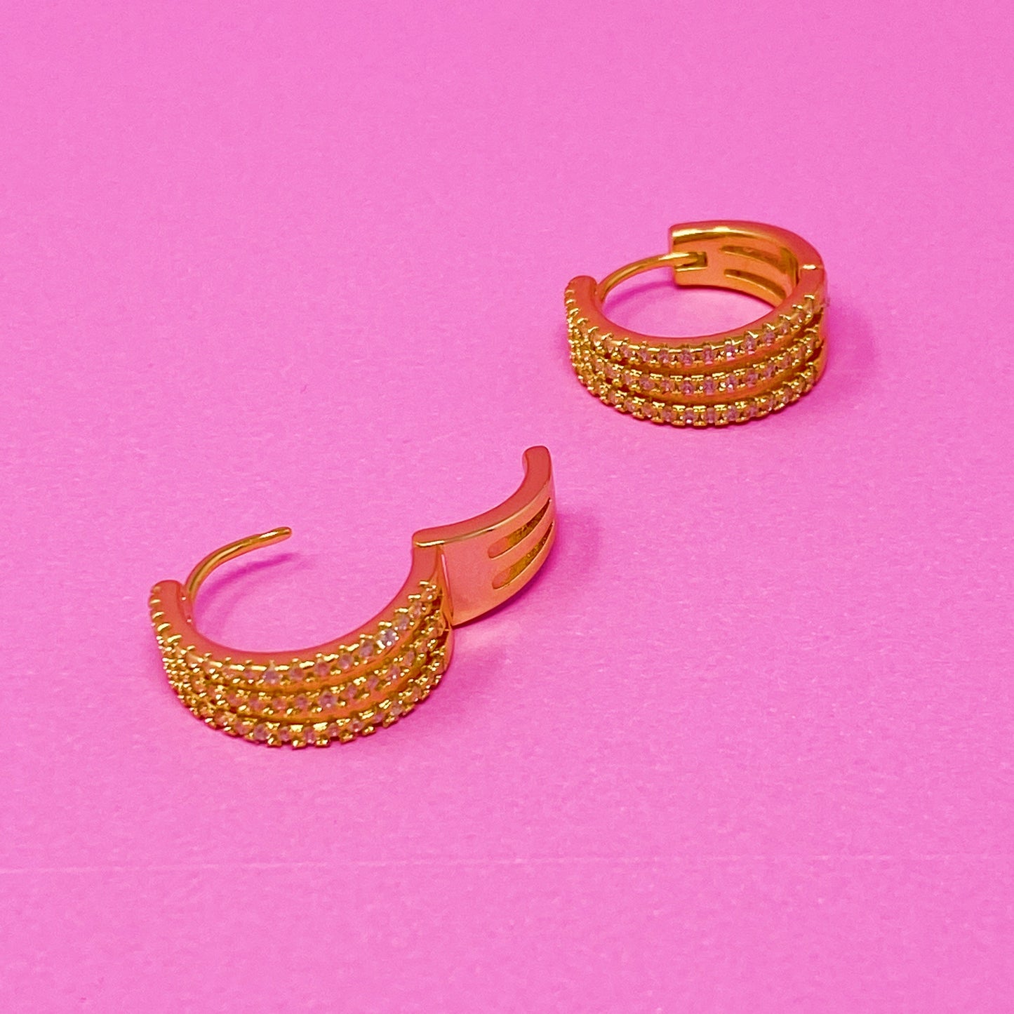 Stunning Triple Shine Huggie Earrings for Effortless Elegance