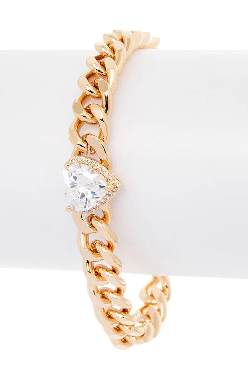 Stunning CZ Heart-Shaped Chain Link Bracelet - Perfect for Any Occasion!