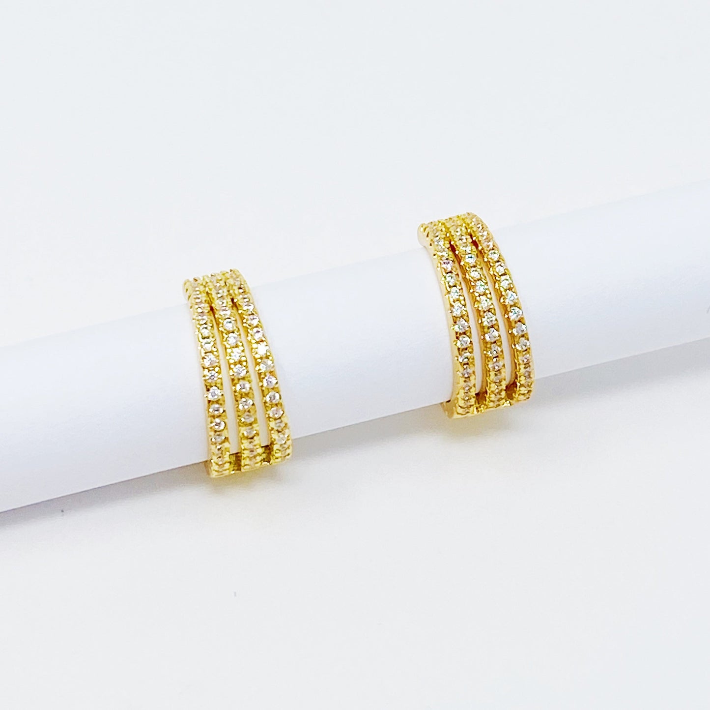 Stunning Triple Shine Huggie Earrings for Effortless Elegance