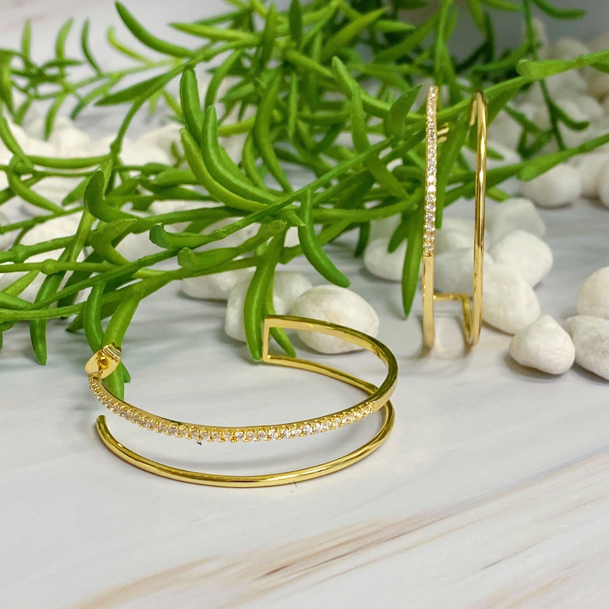 Dazzling Doubled Open Top Hoop Earrings for Everyday Elegance