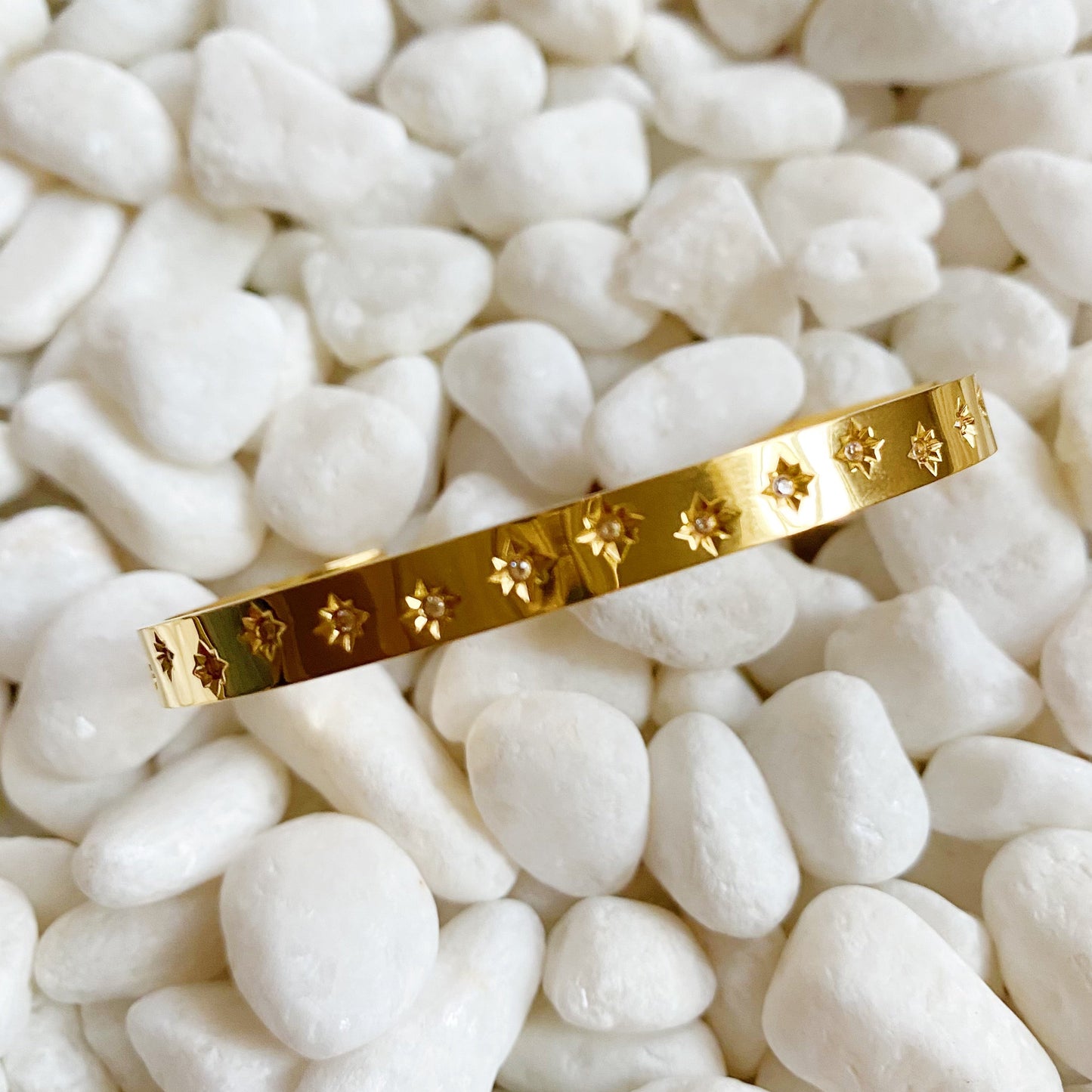 Celestial Charm Milky Way Open Bangle Bracelet