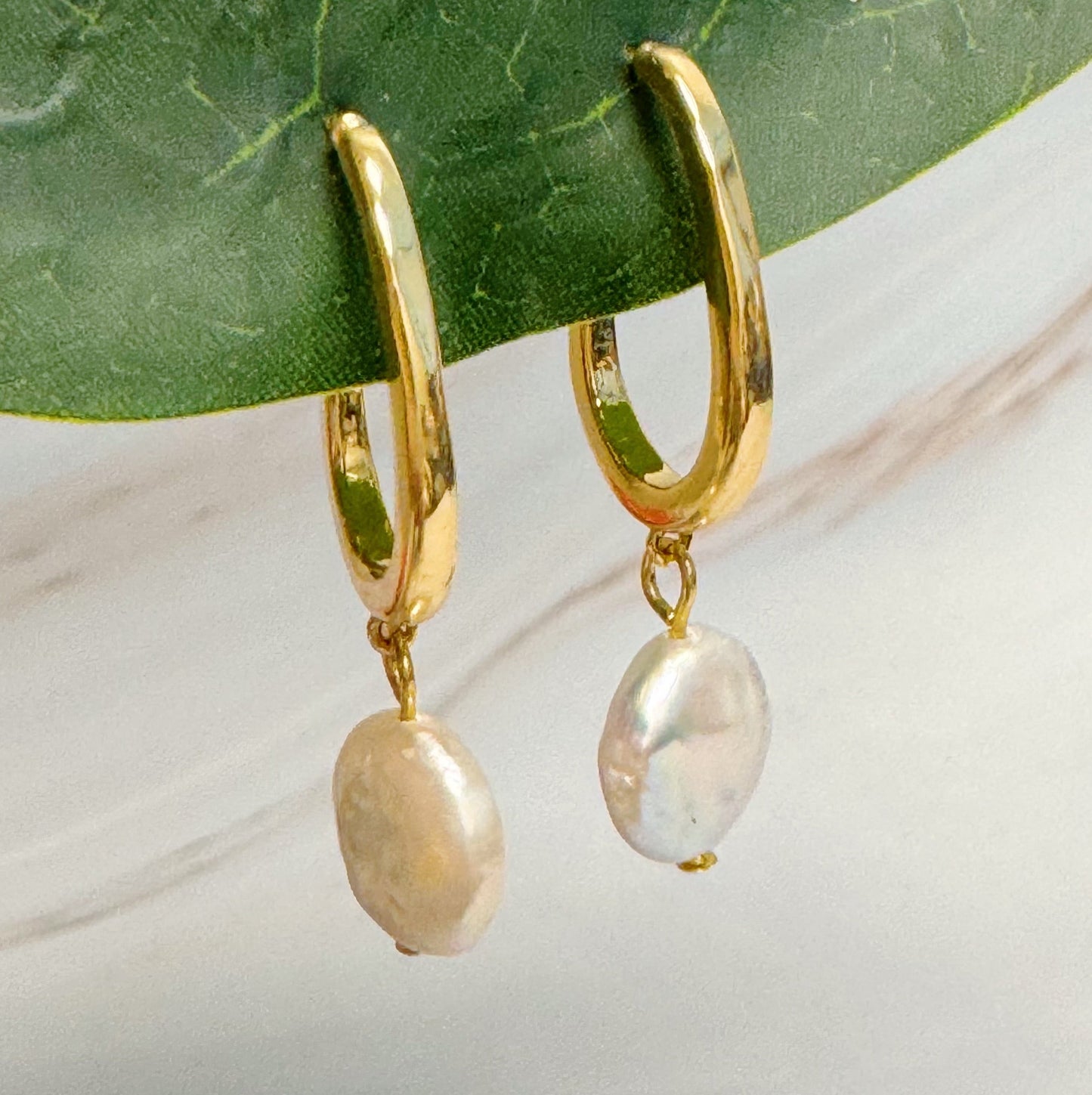 Elevate Your Elegance with Dangle Pearl Gold Hoop Earrings