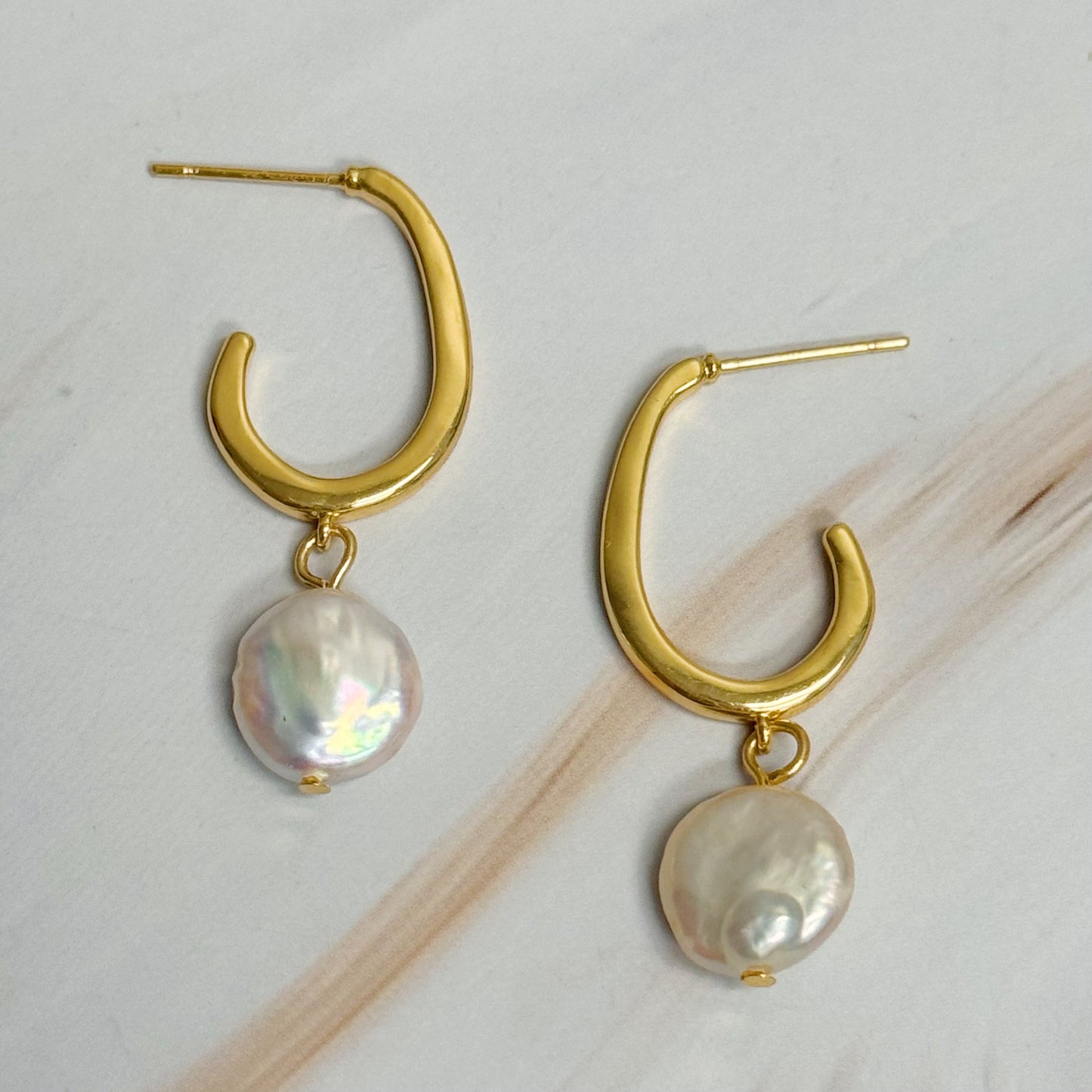 Elevate Your Elegance with Dangle Pearl Gold Hoop Earrings