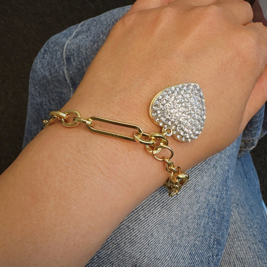 Dazzling Big Heart Chain Bracelet
