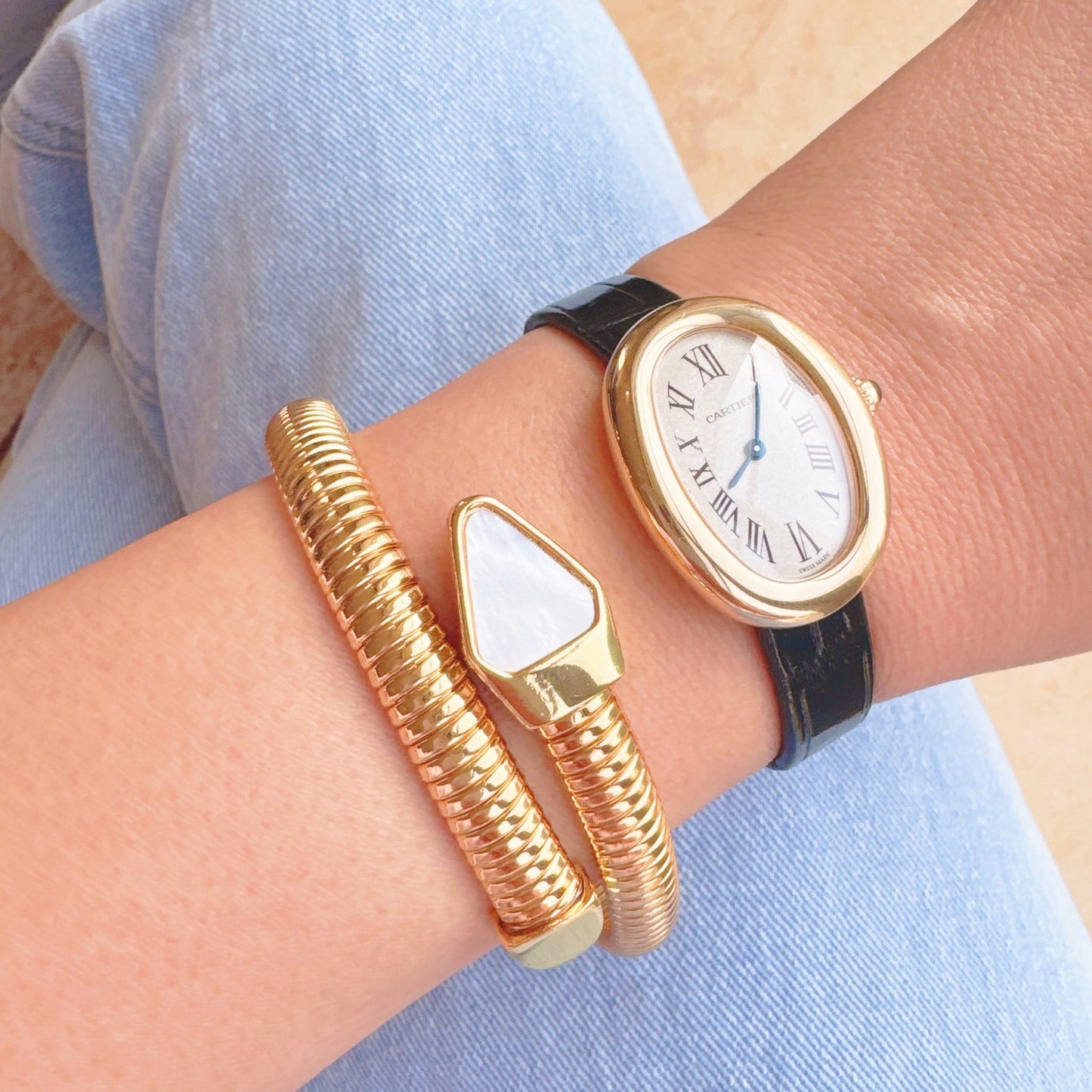 Viper Golden Coil Bangle Bracelet