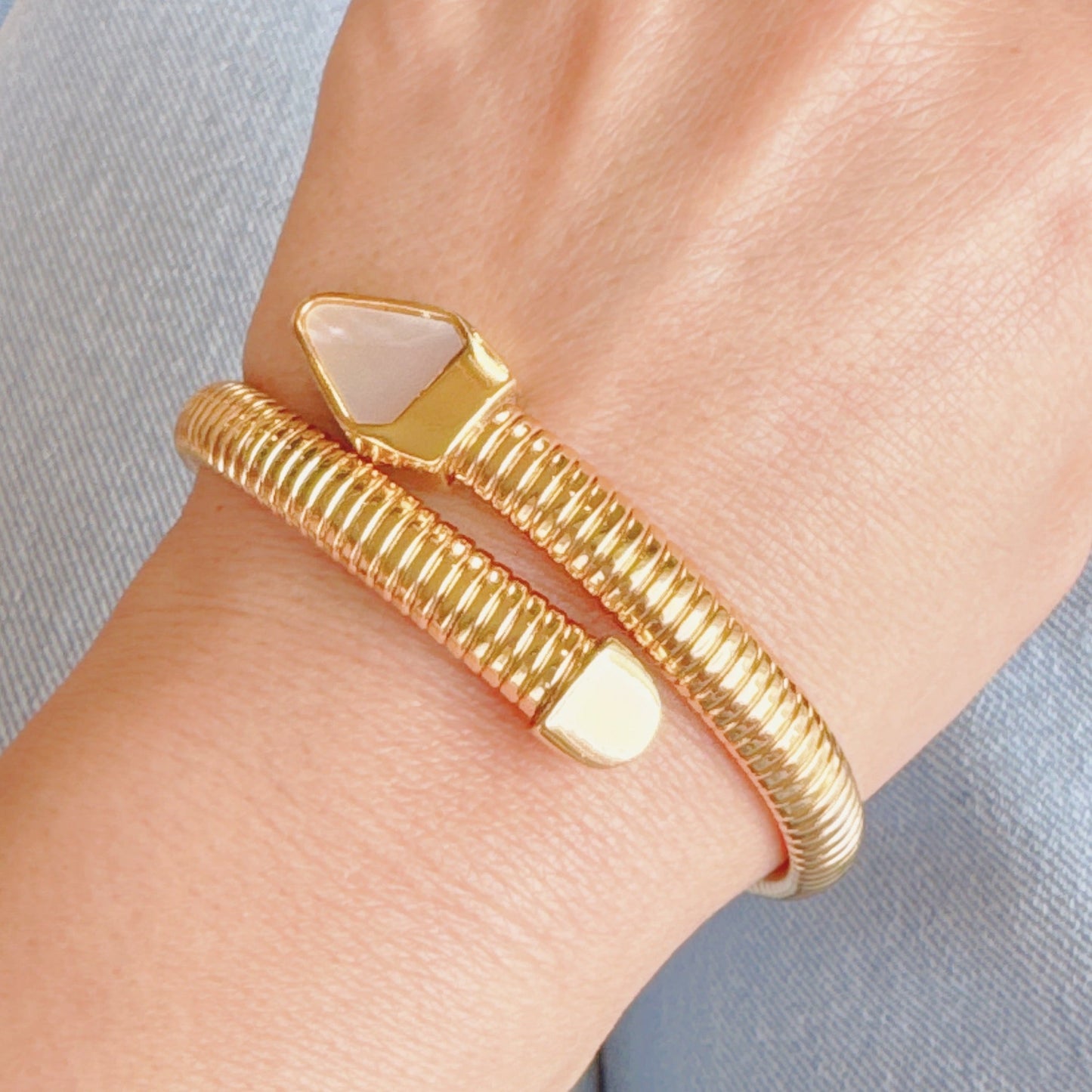 Viper Golden Coil Bangle Bracelet