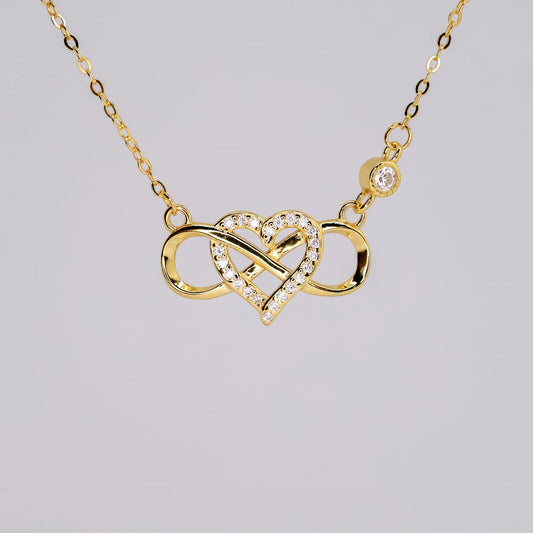 Stunning 18K Gold Plated Micro Pave Heart Infinity Pendant Necklace