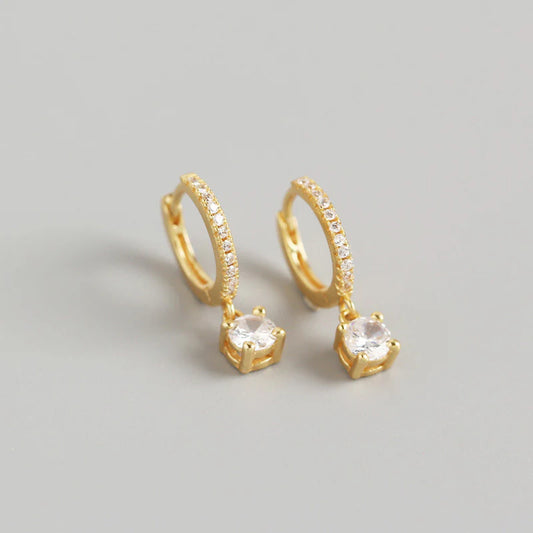 Elegant Gold Plated Drop Huggie Hoop Earrings