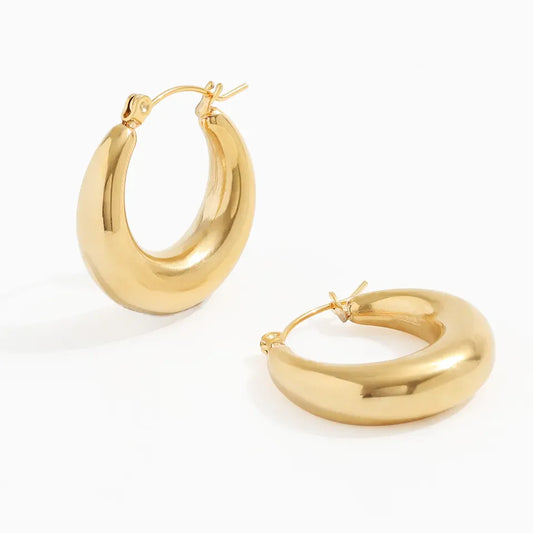 Elegant 18K Gold Plated Waterdrop Hollow Hoop Earrings