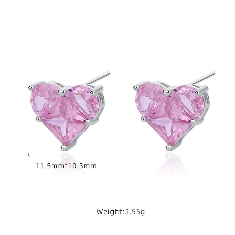 White Gold Rose-Heart Earrings