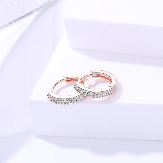 Elegant Rose Gold Micro Pave CZ Huggie Hoop Earrings for a Sophisticated Style