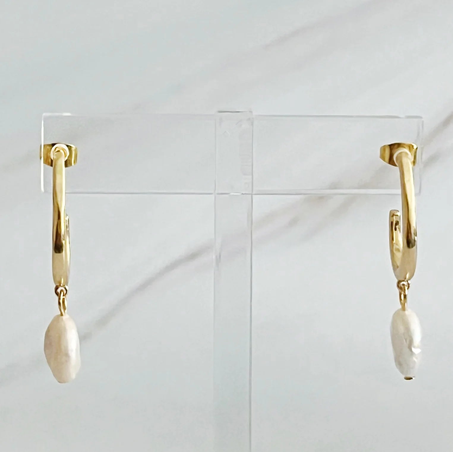 Elevate Your Elegance with Dangle Pearl Gold Hoop Earrings
